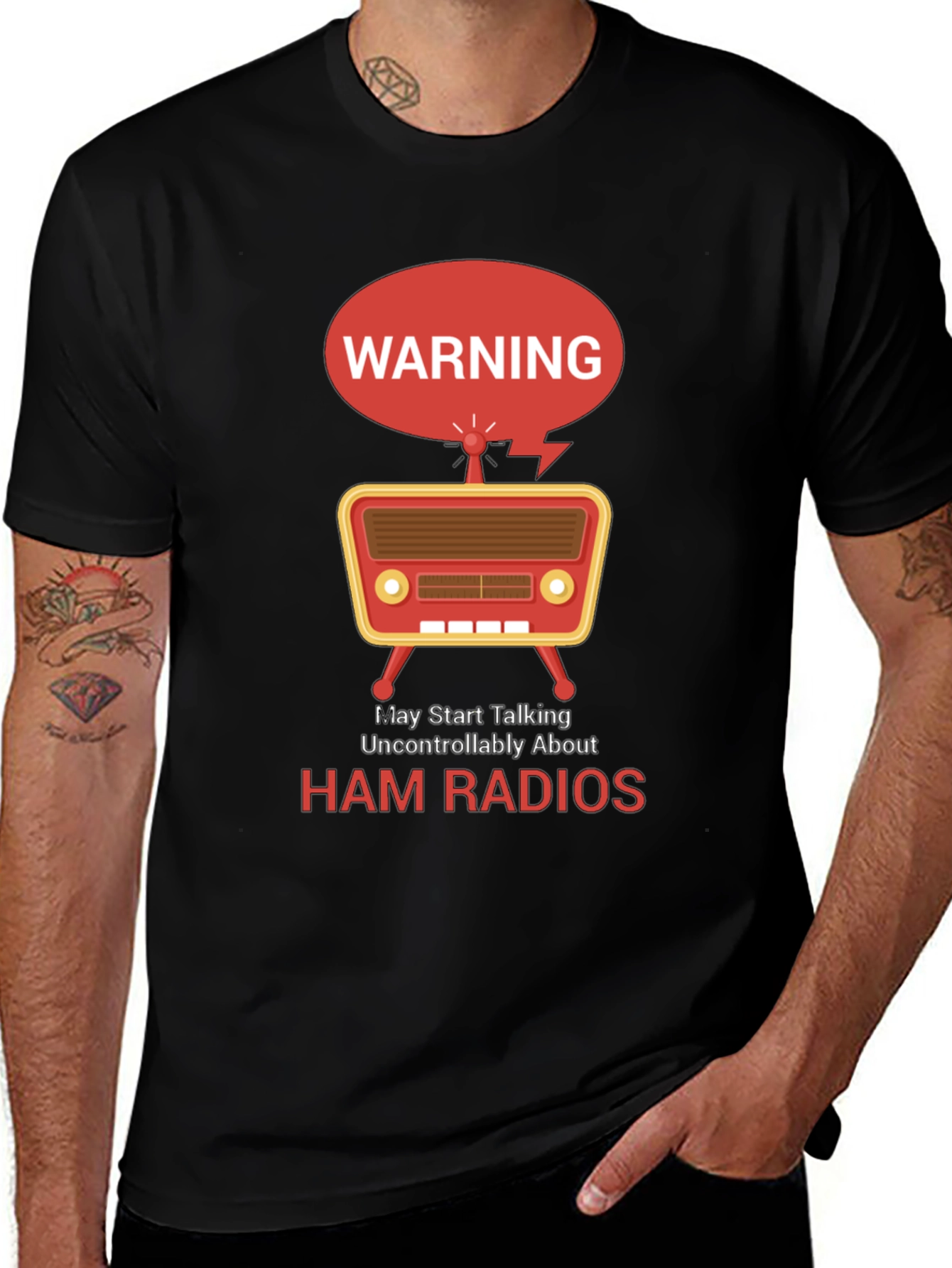 Variant 21 of Warning Ham Radio T-Shirt - Funny Amateur Radio Operator Tee
