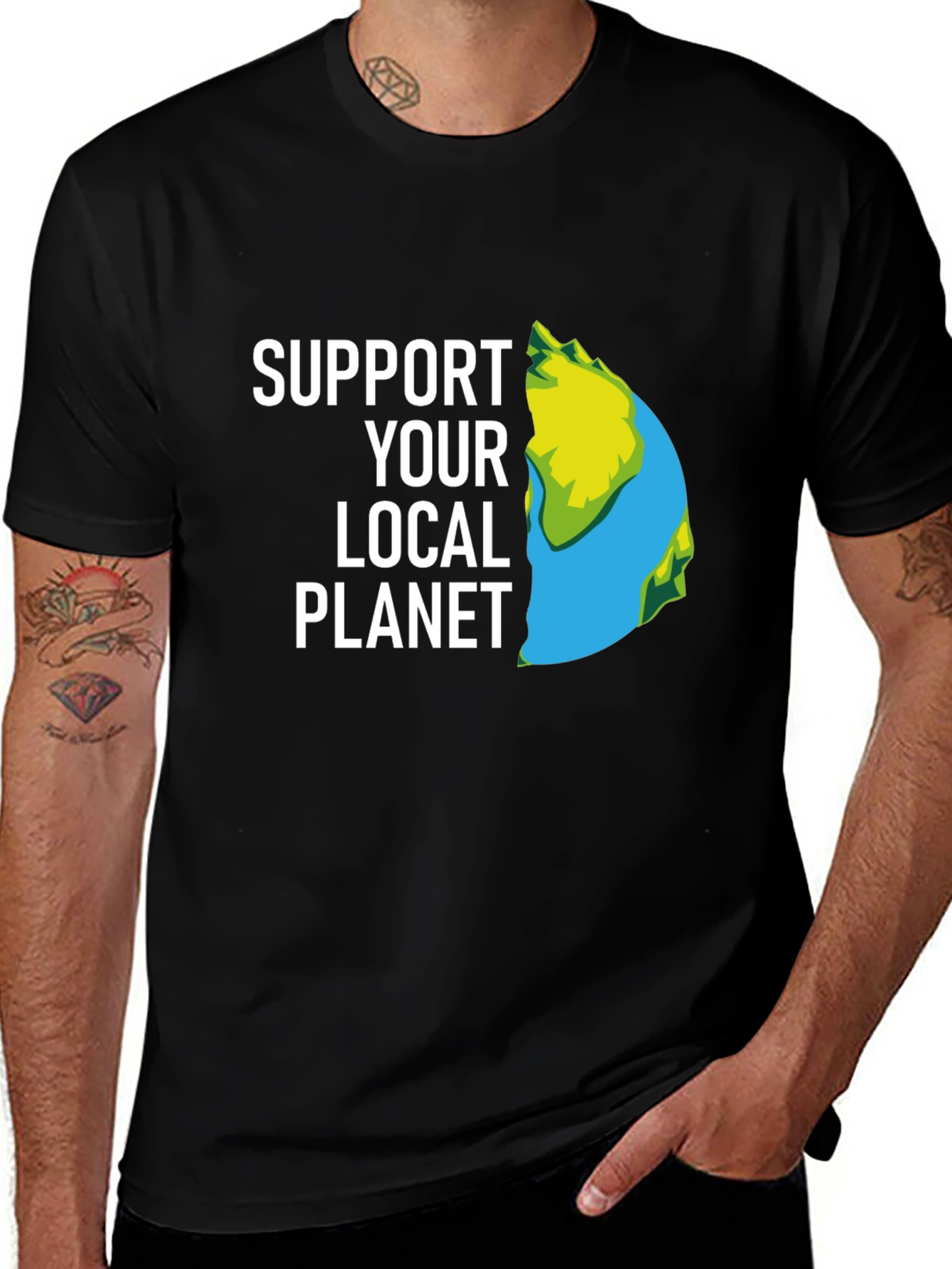 Variant 3 of Support Your Local Planet T-Shirt - Eco Friendly
