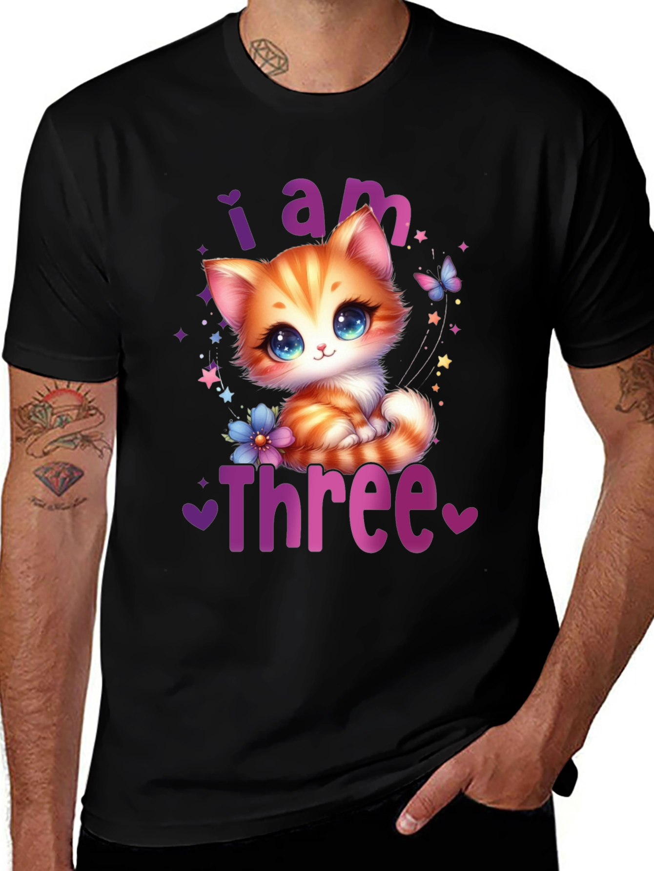 Variant 16 of Cute "I am Three" Birthday Kitten T-Shirt