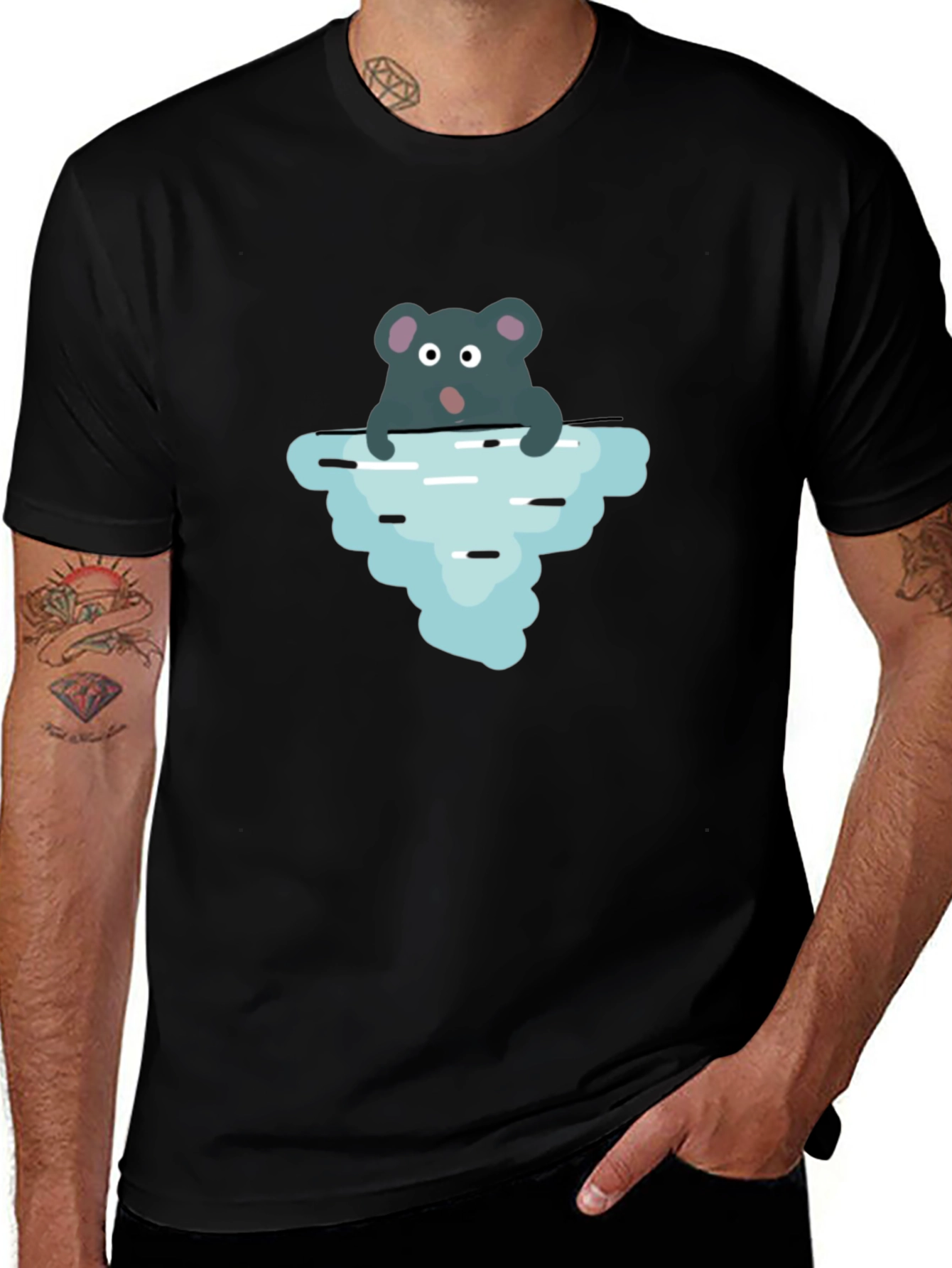 Variant 19 of Cartoon Rat Iceberg Black T-Shirt