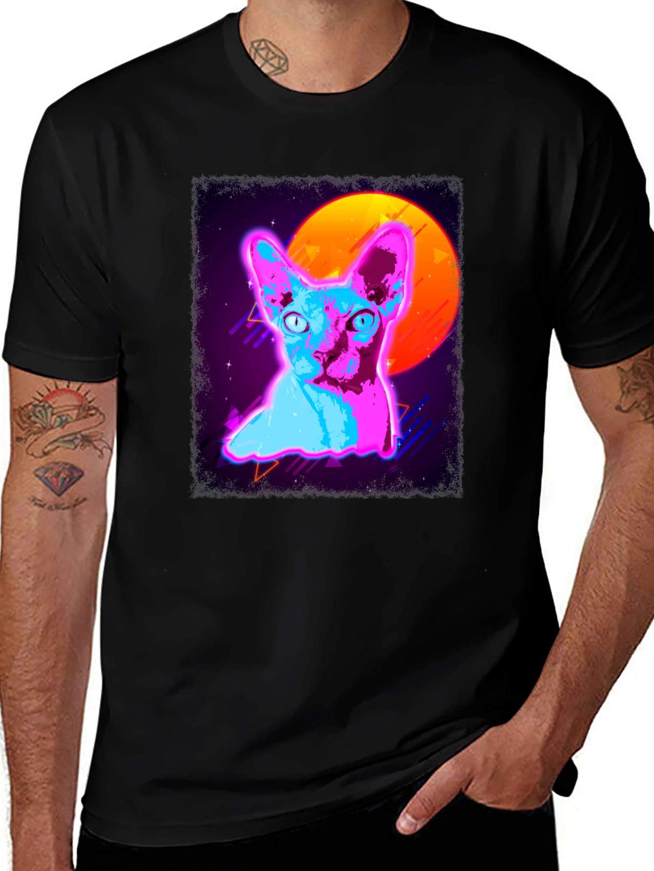 Variant 28 of Retro Sphynx Cat T-Shirt - Vaporwave Aesthetic