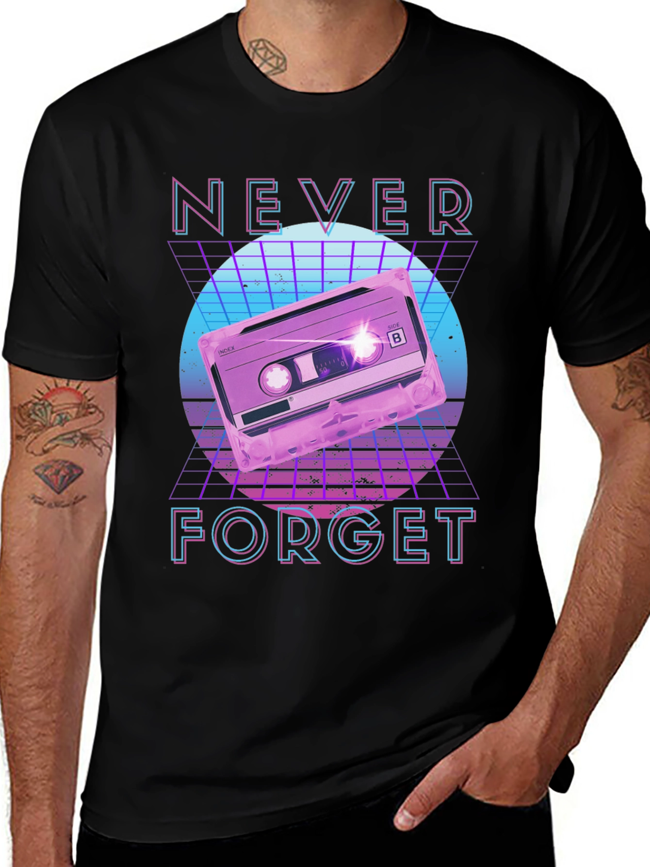 Variant 24 of Retro 80s Cassette Tape Never Forget Graphic Tee