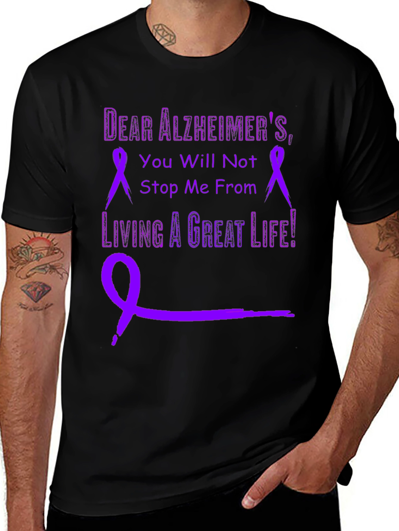 Alzheimer's Awareness T-Shirt - Living a Great Life