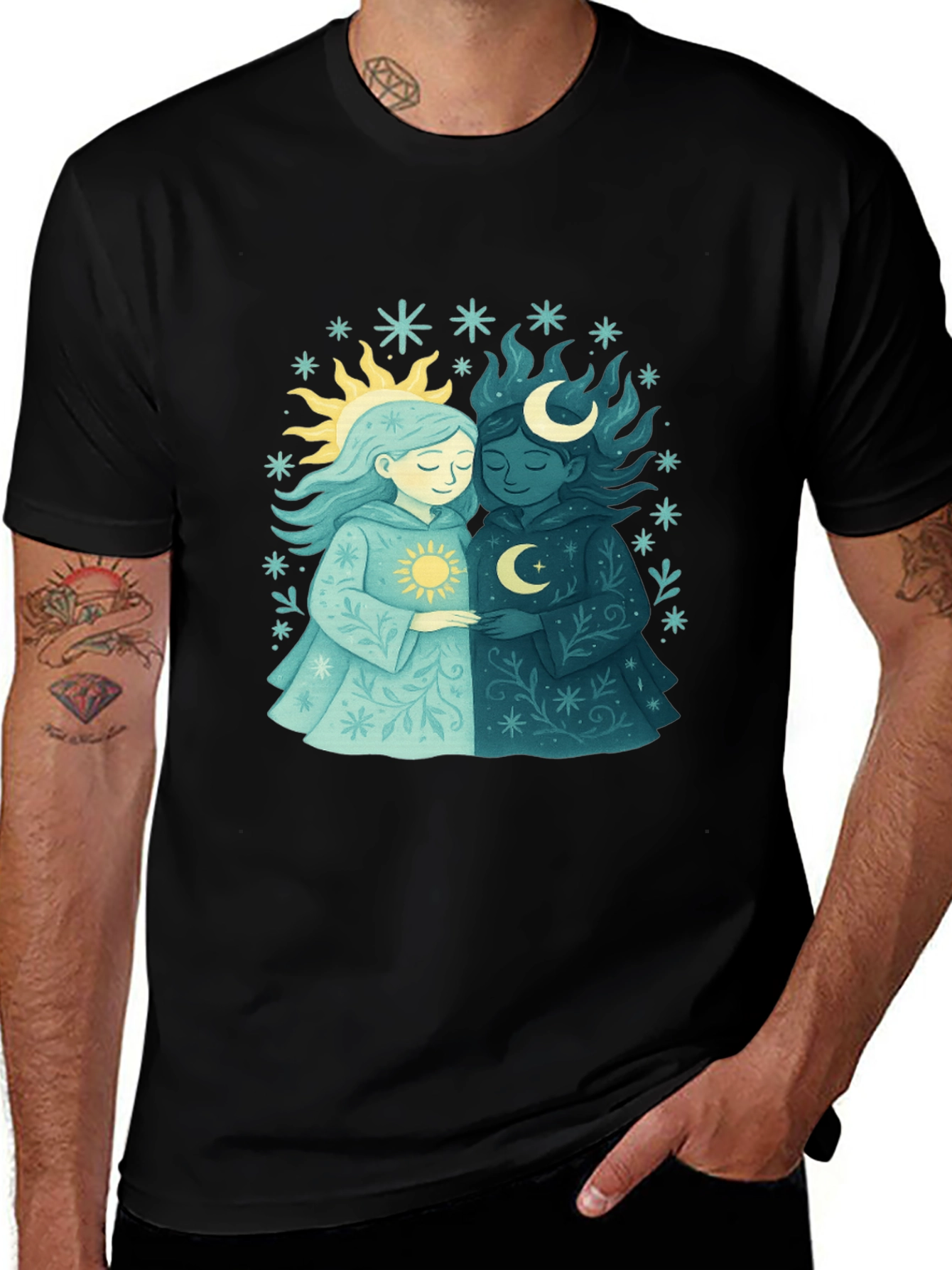 Variant 25 of Sun and Moon Graphic T-Shirt - Celestial Harmony