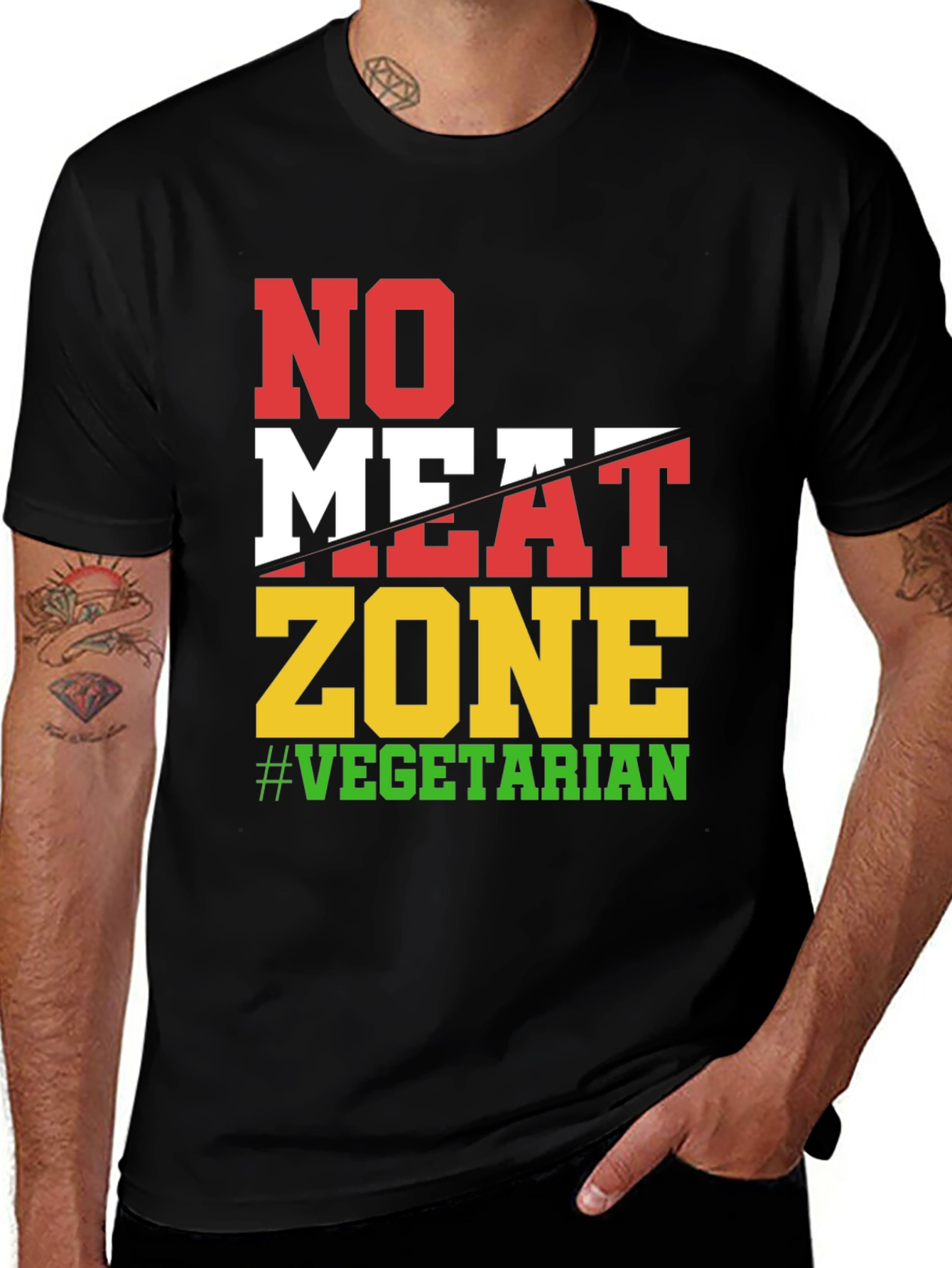 Variant 23 of No Meat Zone Vegetarian Graphic T-Shirt
