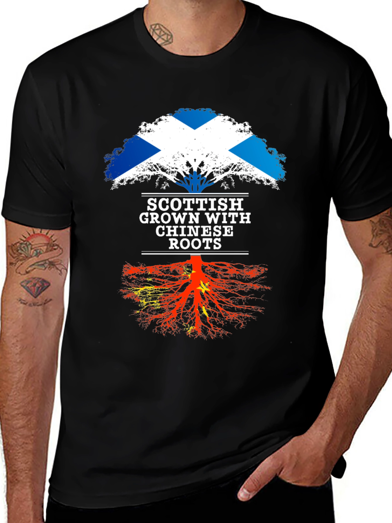 Variant 8 of Scottish Grown with Chinese Roots Black T-Shirt