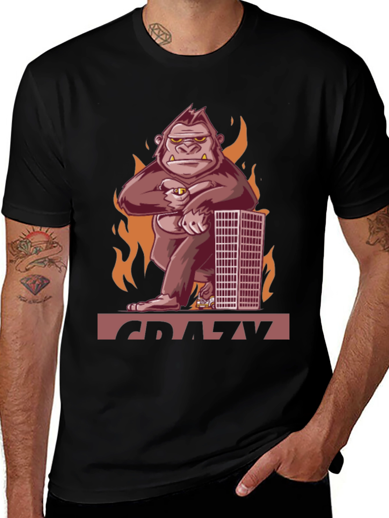 Variant 30 of Crazy Gorilla Graphic Tee - Black T-Shirt