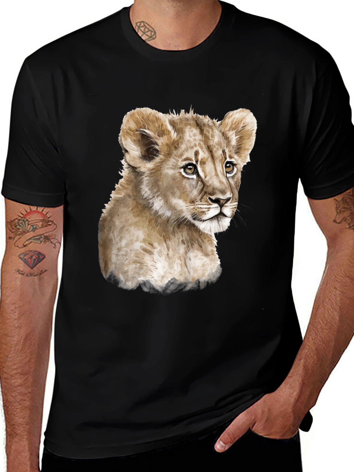 Variant 22 of Lion Cub T-Shirt - Soft Black Cotton Animal Tee