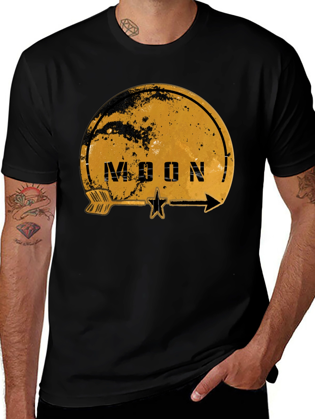 Variant 30 of Moon Graphic Print Black T-Shirt
