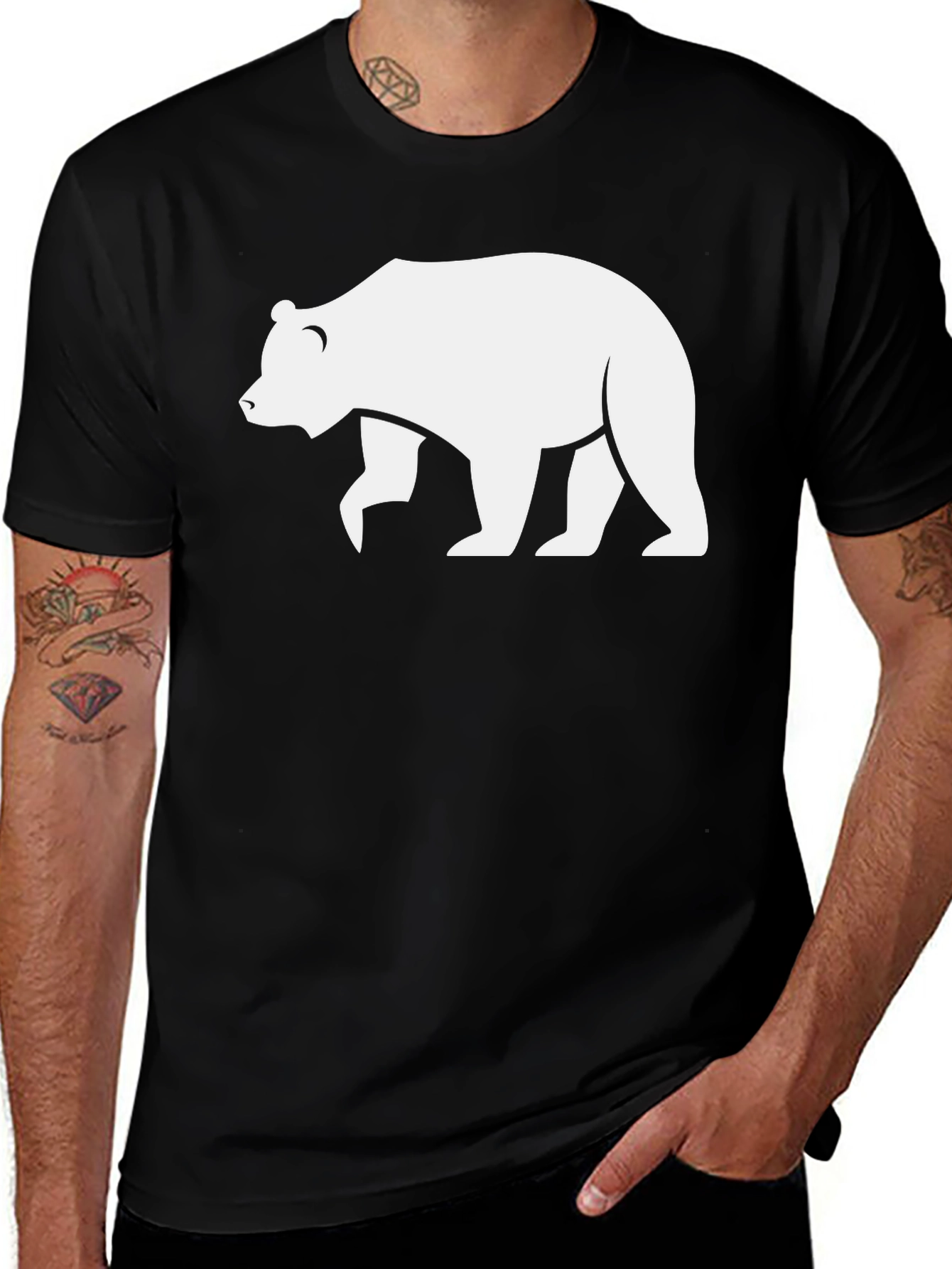 Variant 16 of Bear Graphic Black T-Shirt - Casual Style