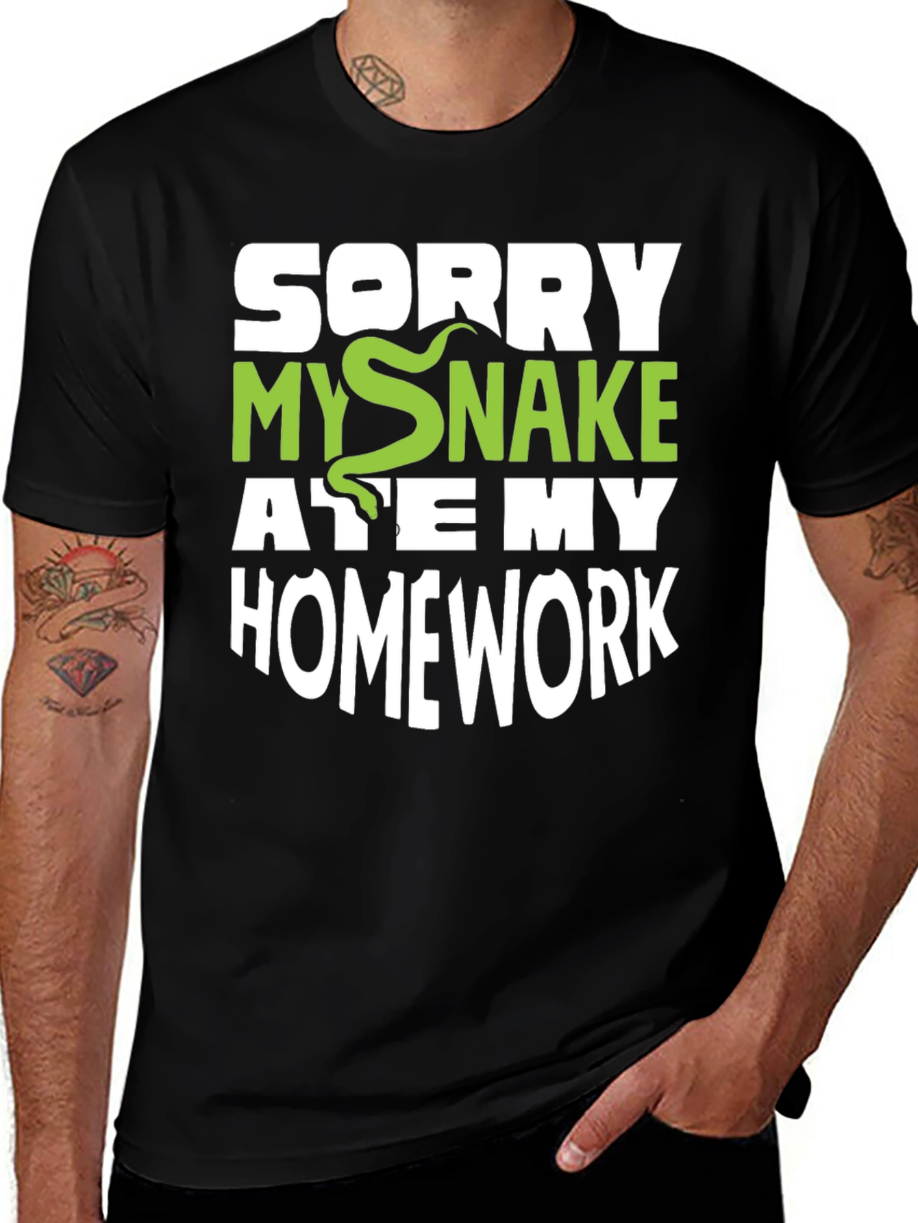 Variant 8 of Funny Snake Ate My Homework Graphic T-Shirt