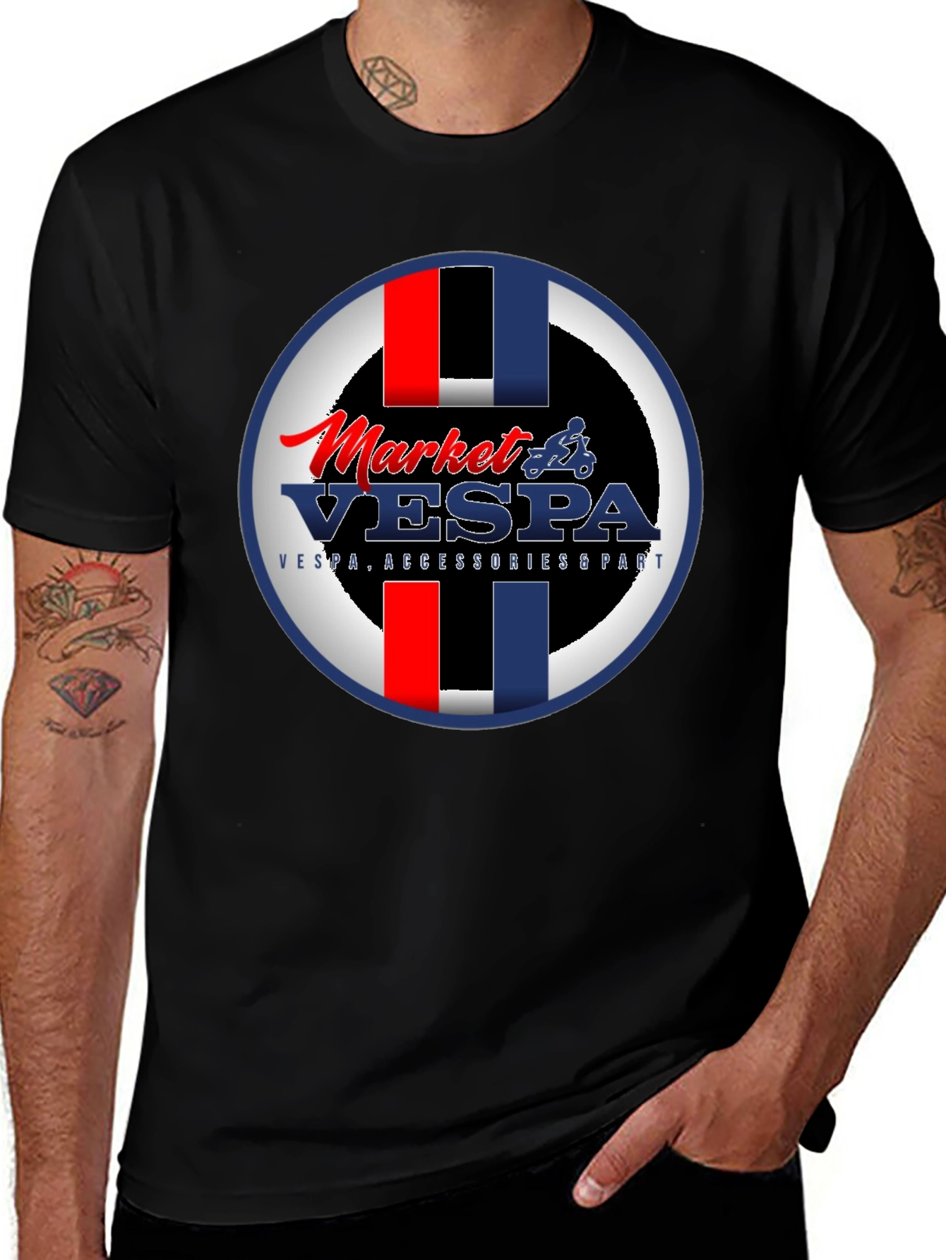 Market Vespa T-Shirt - Black, Graphic Tee