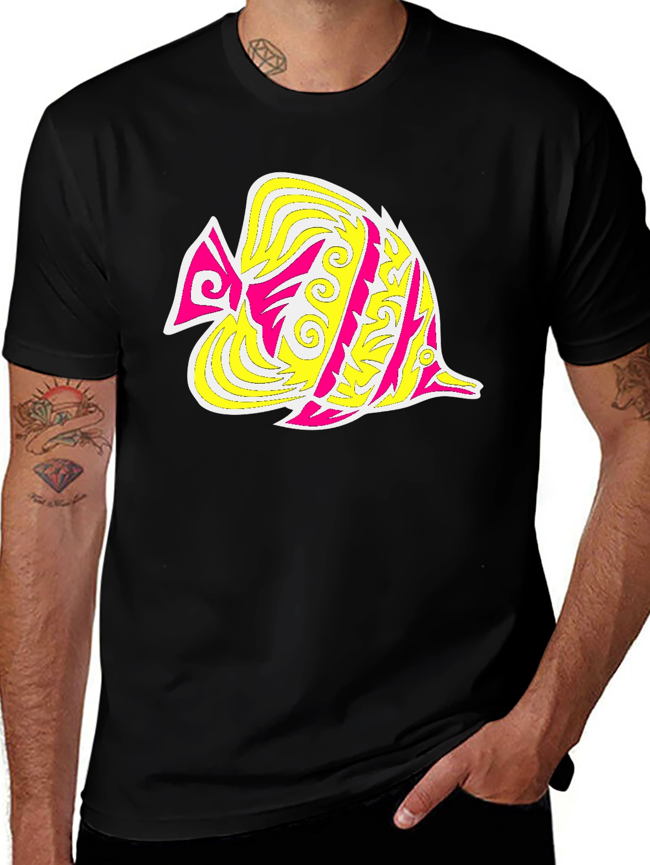 Variant 14 of Funky Fish Graphic Tee - Stylish Black T-Shirt