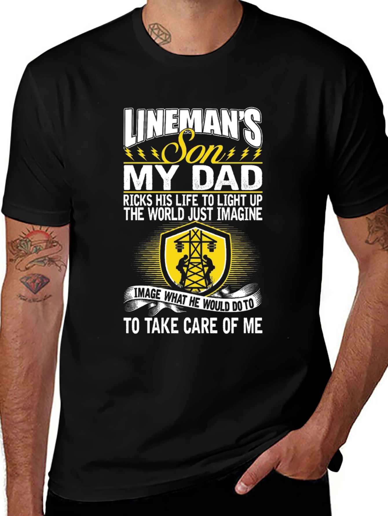 Variant 20 of Lineman's Son T-Shirt - My Dad Lights Up The World