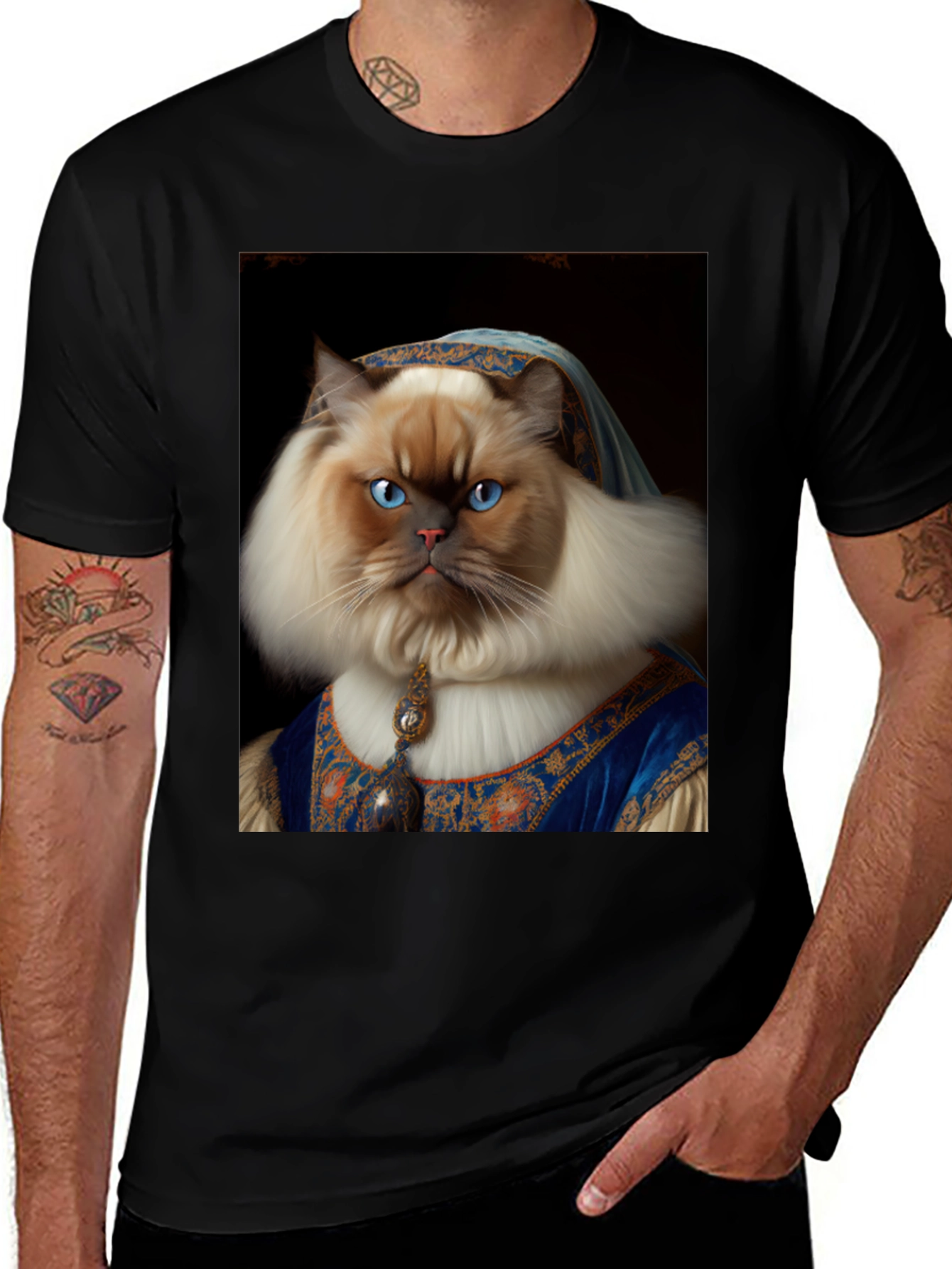 Variant 17 of Cat Portrait T-Shirt - Renaissance Pet Tee