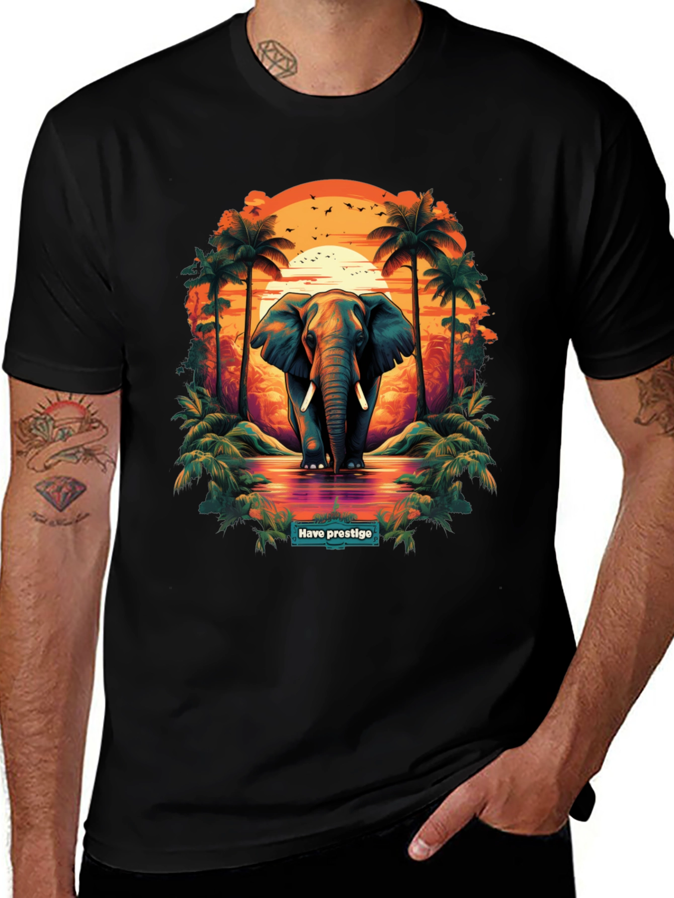 Variant 21 of Elephant Sunset Graphic T-Shirt - Prestige Collection