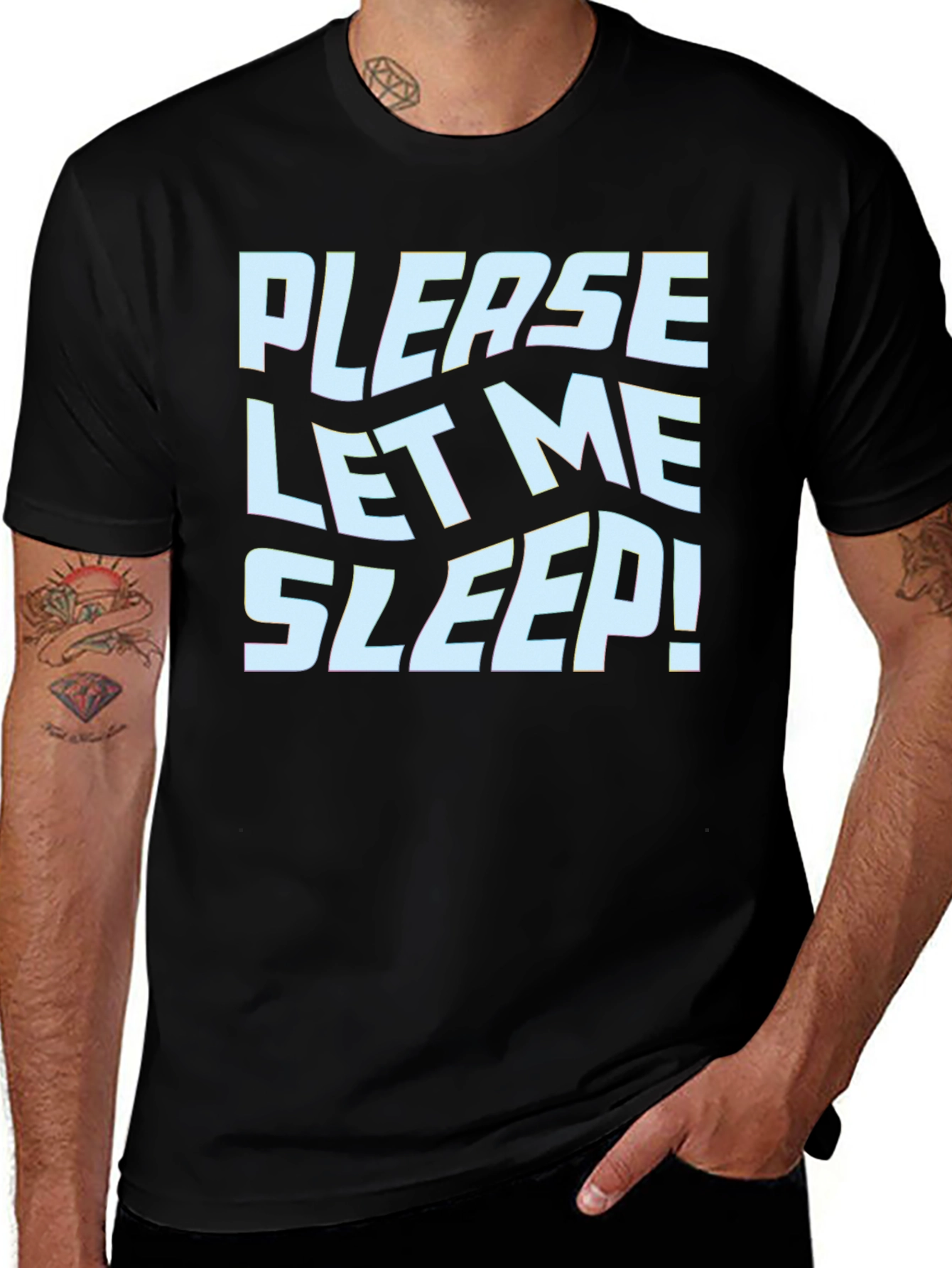 Black Funny 'Please Let Me Sleep!' Graphic Tee main image