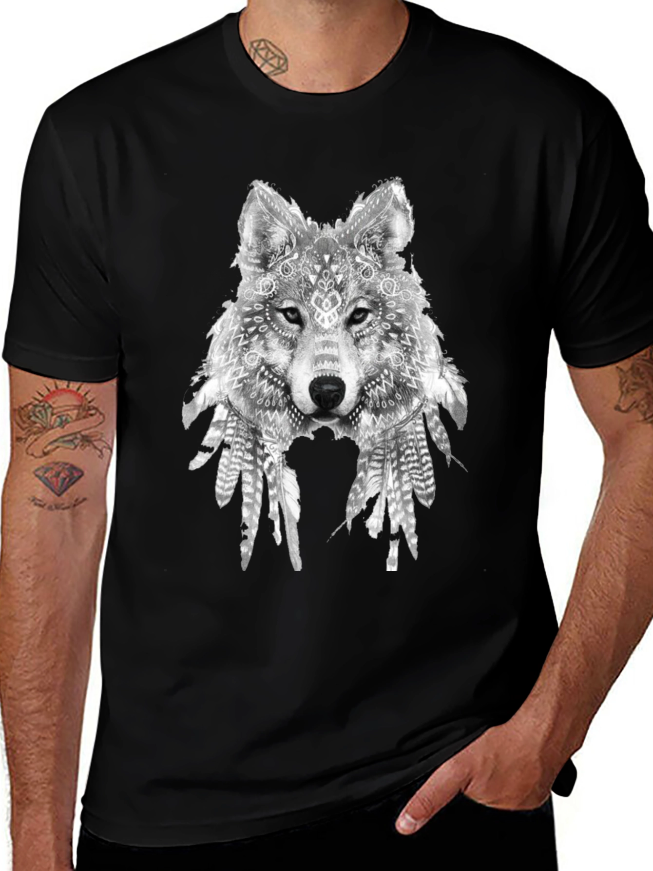 Variant 9 of Wolf Graphic Print Black T-Shirt