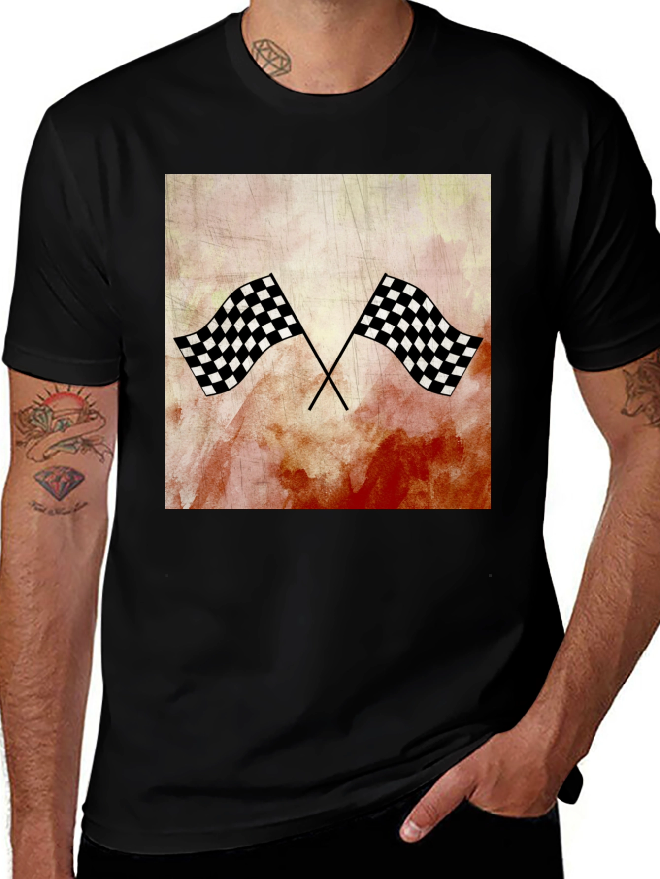 Variant 28 of Checkered Flag Graphic Tee - Racing Inspired Design