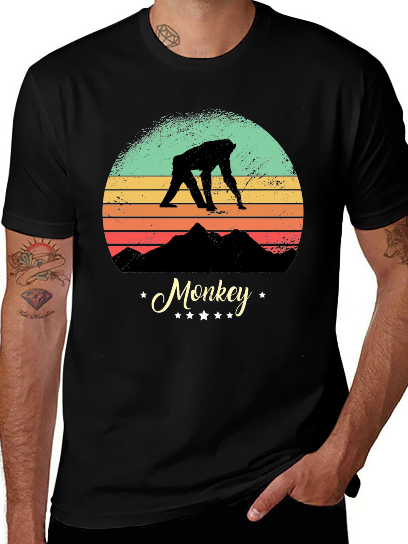 Variant 28 of Retro Monkey Sunset Graphic T-Shirt