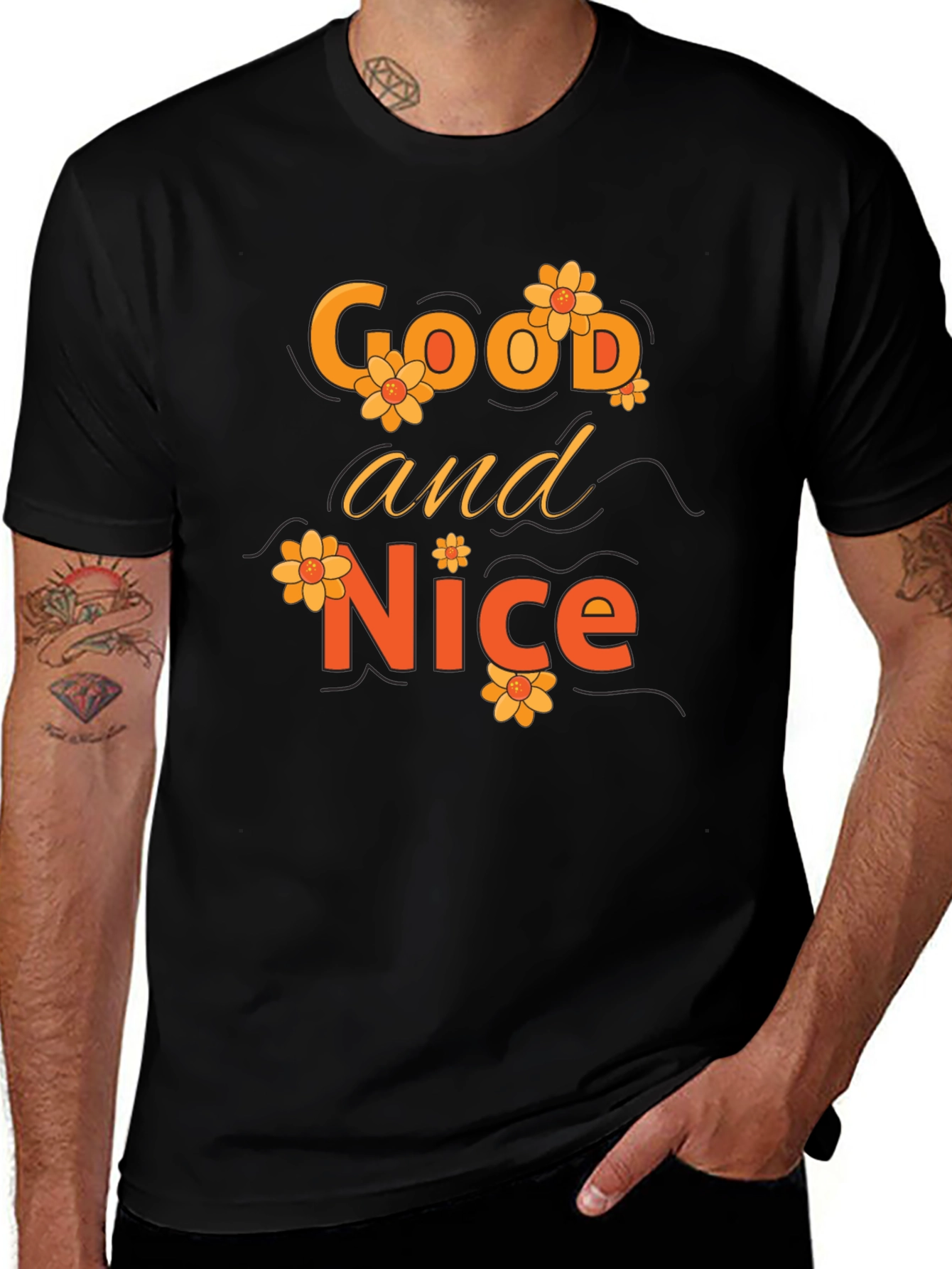 Variant 23 of Good and Nice Floral T-Shirt - Black