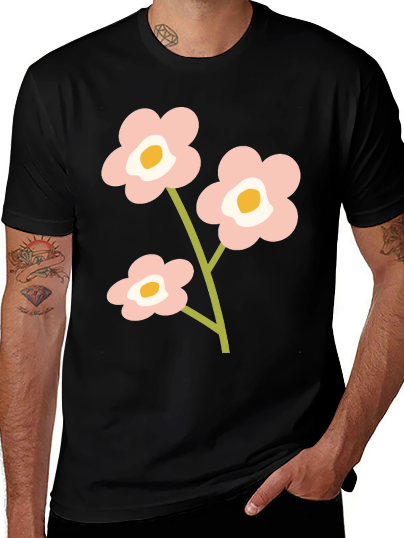 Variant 29 of Floral Print Black T-Shirt