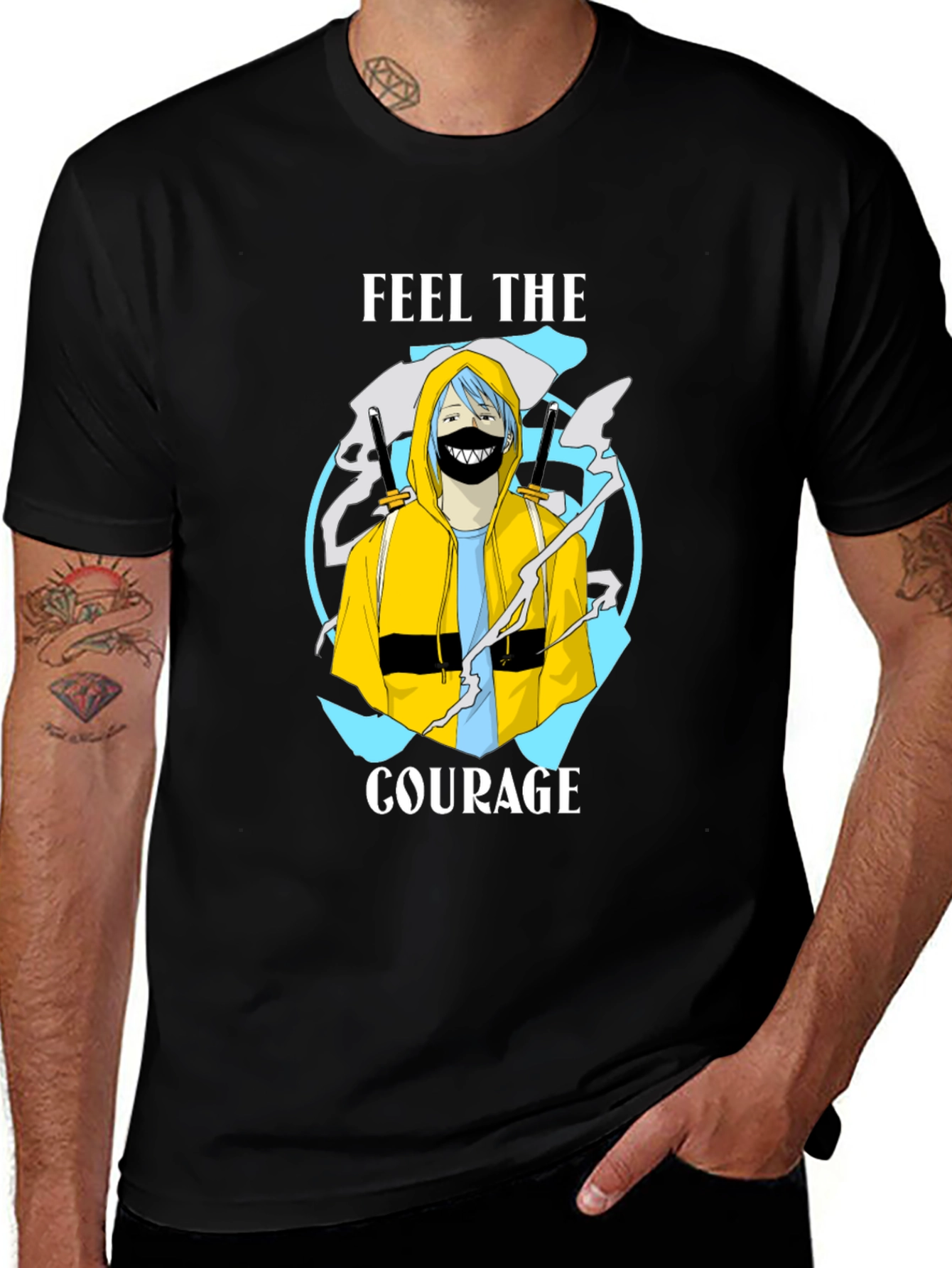 Variant 5 of Feel The Courage Black Graphic Tee Anime Style
