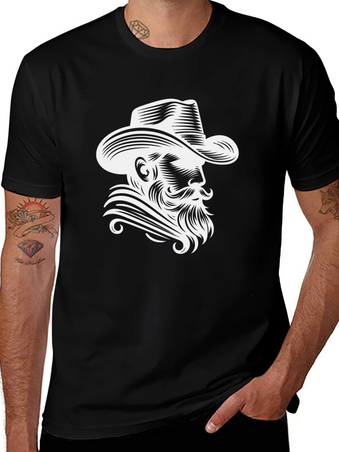 Variant 27 of Vintage Cowboy Graphic Tee - Black Cotton