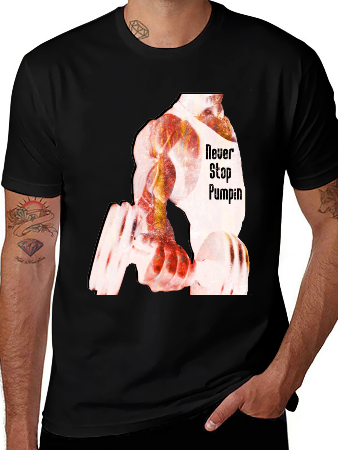 Variant 14 of Never Stop Pumping Black Graphic T-Shirt