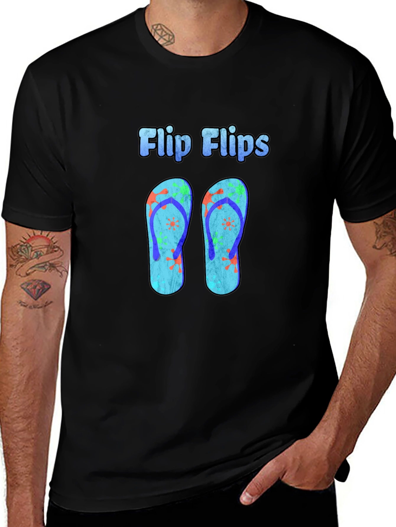 Flip Flops Graphic Black T-Shirt