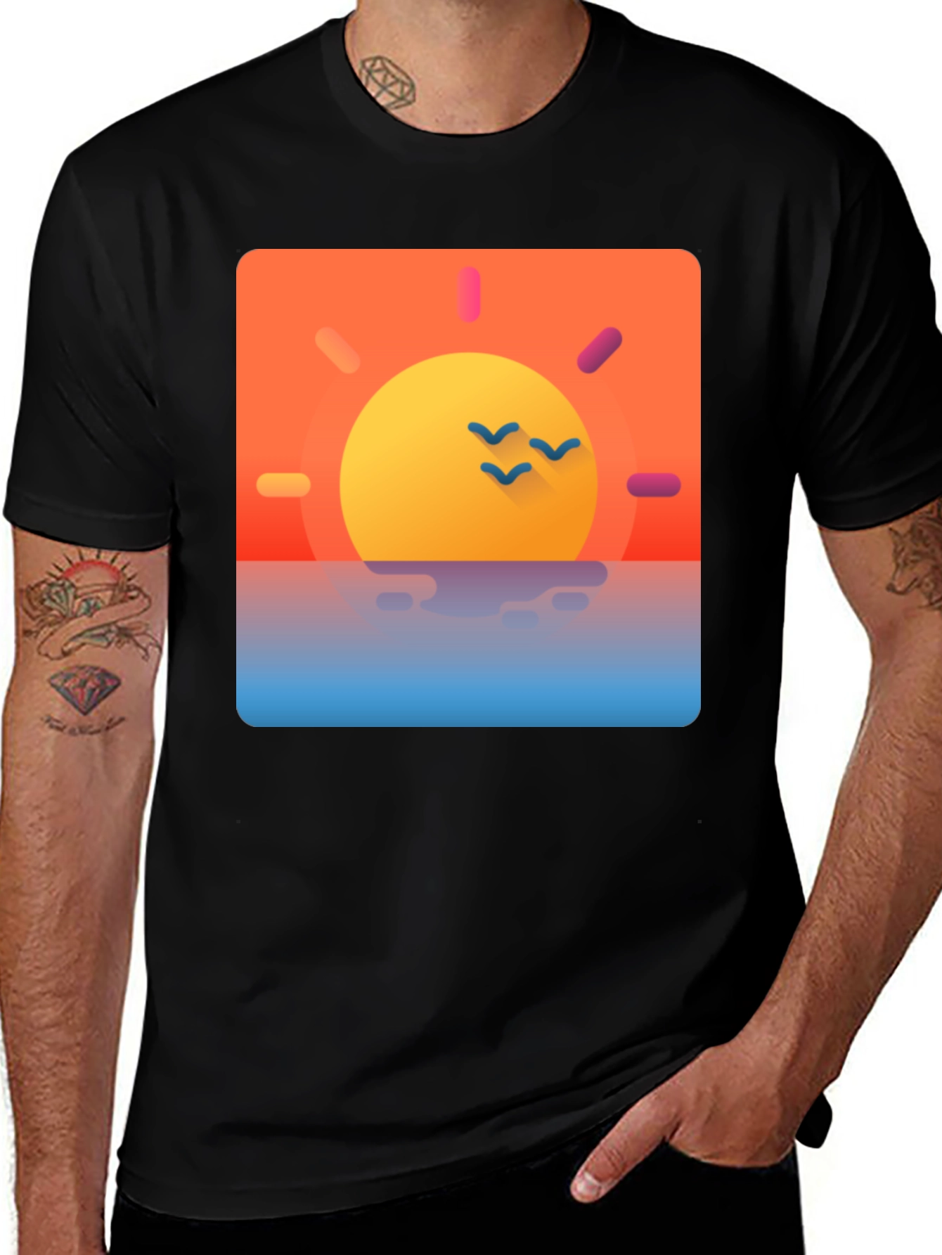 Variant 19 of Sunset Graphic Tee - Cool Coastal Design