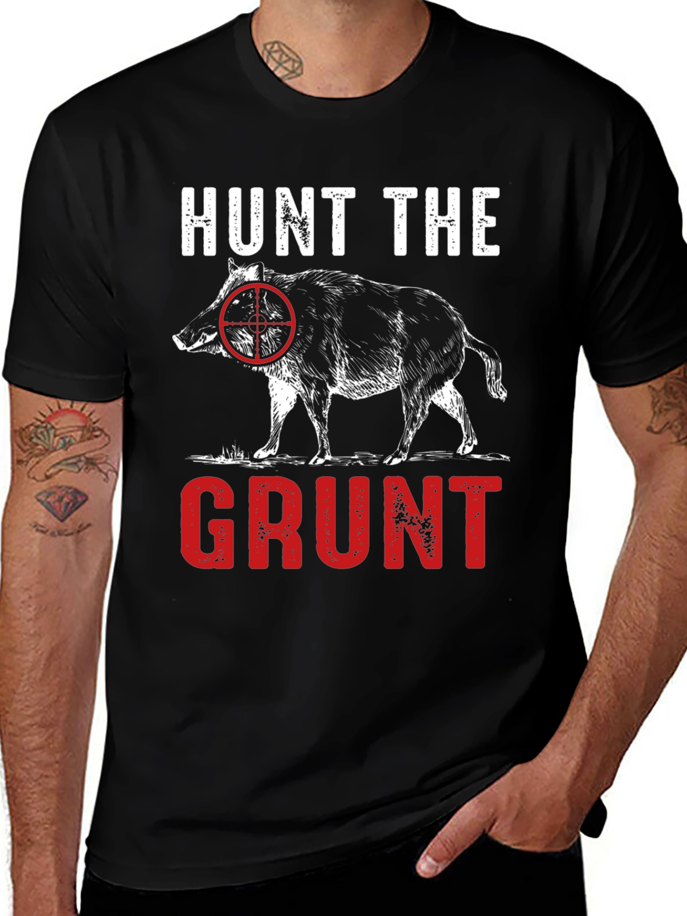 Variant 10 of Hunt the Grunt T-Shirt - Hog Hunting Tee