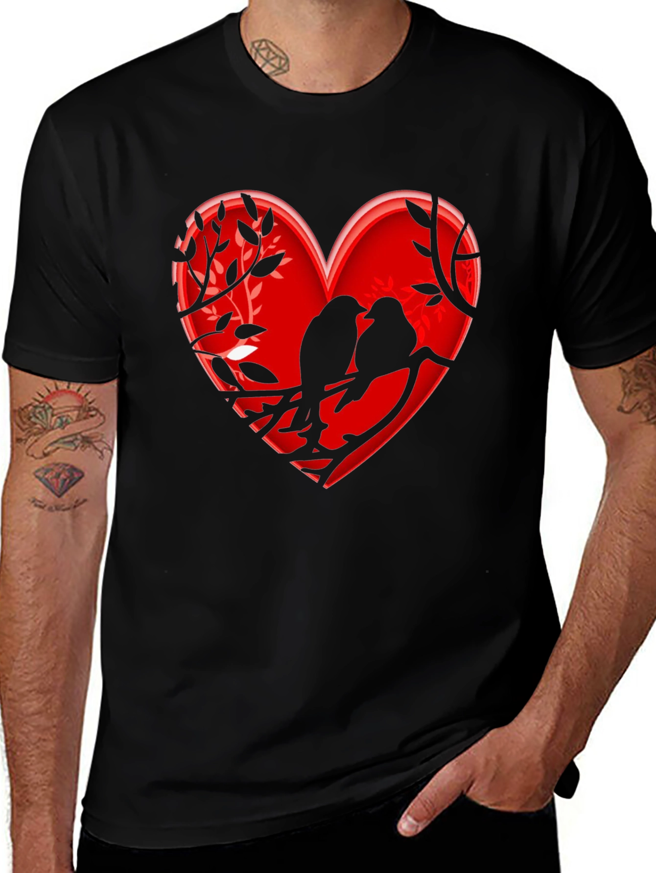 Variant 3 of Heart Birds T-Shirt - Romantic Design