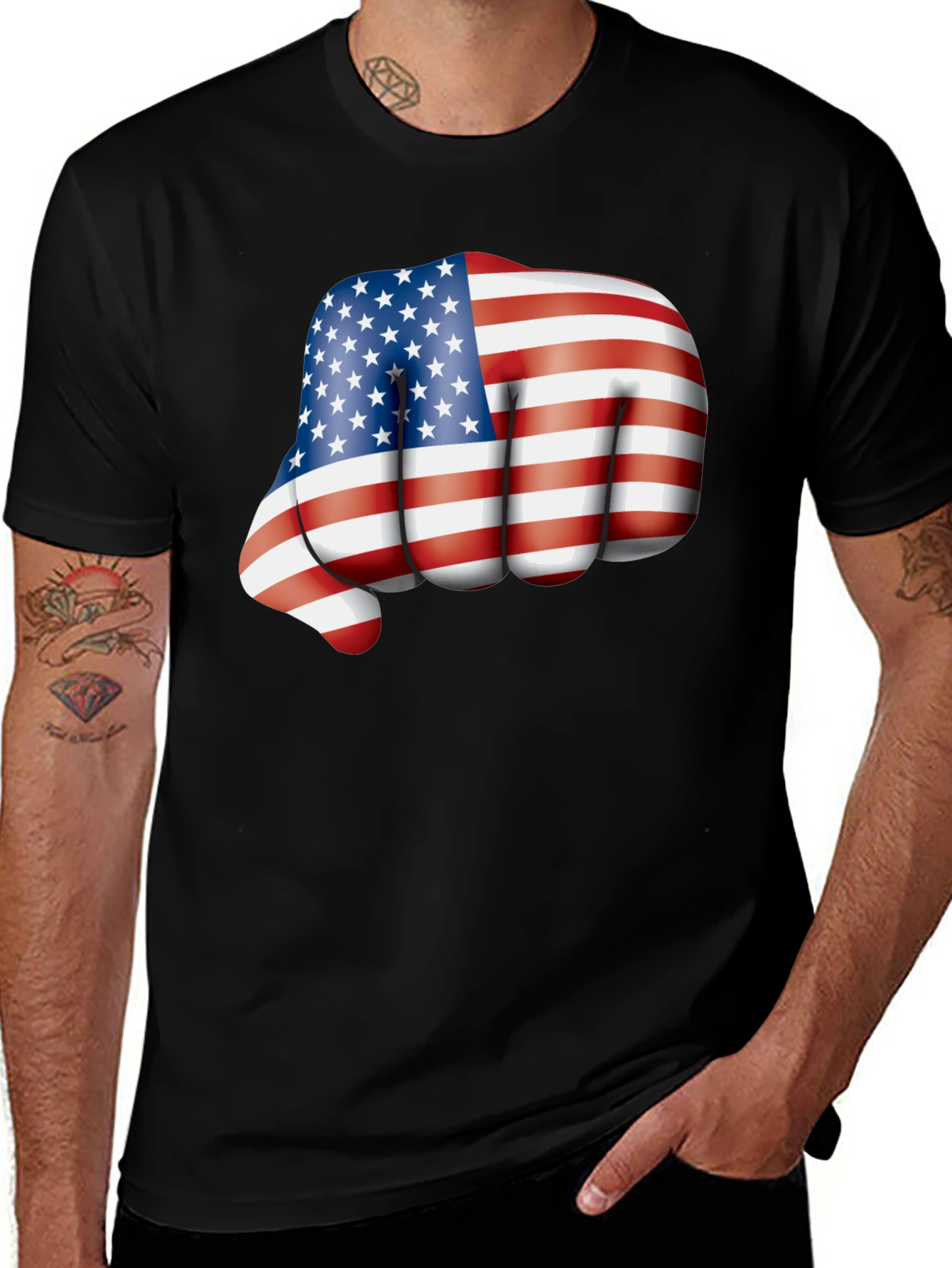 Variant 14 of Patriotic Fist Bump Graphic T-Shirt