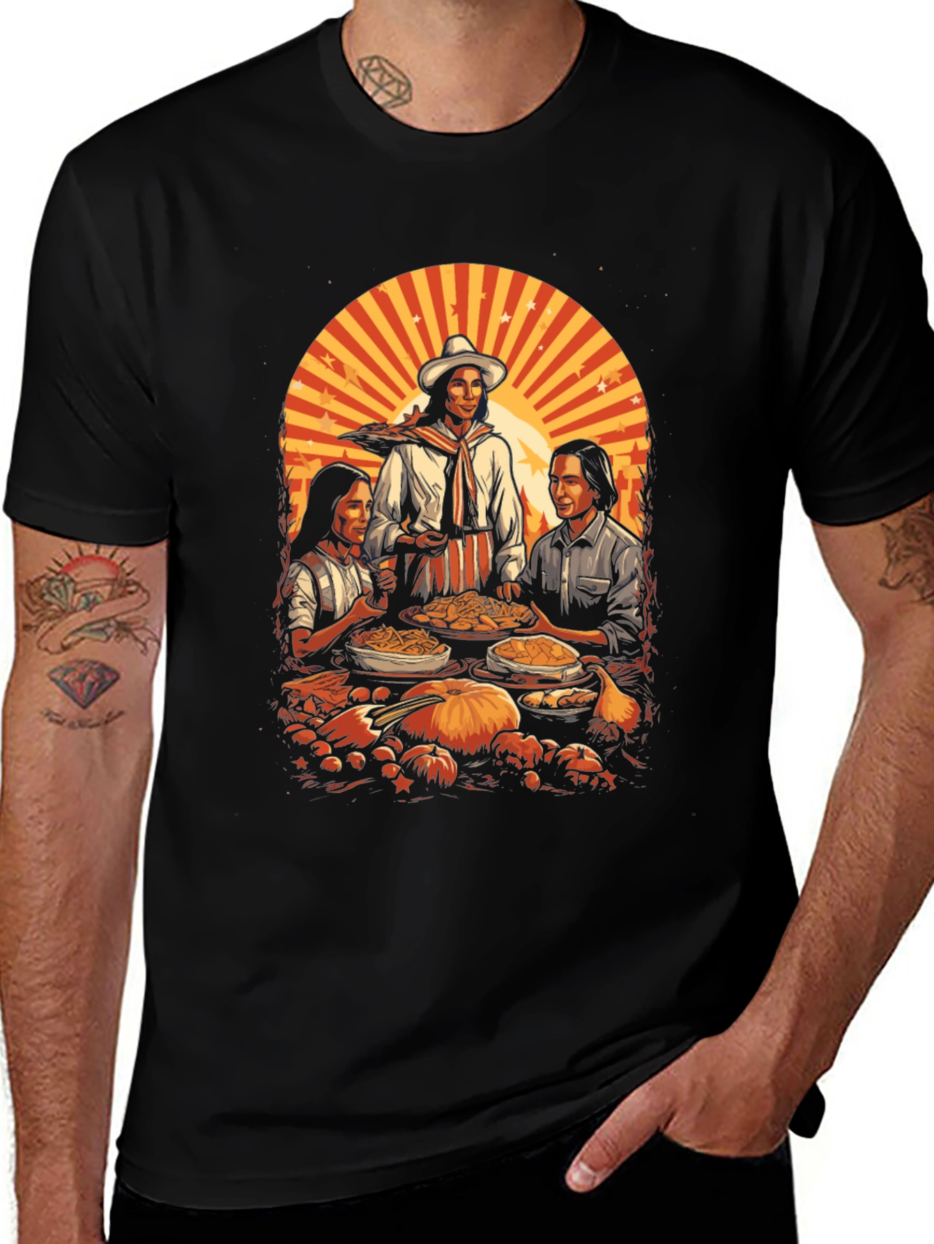 Thanksgiving Feast Tee - Native American Harvest Shirt