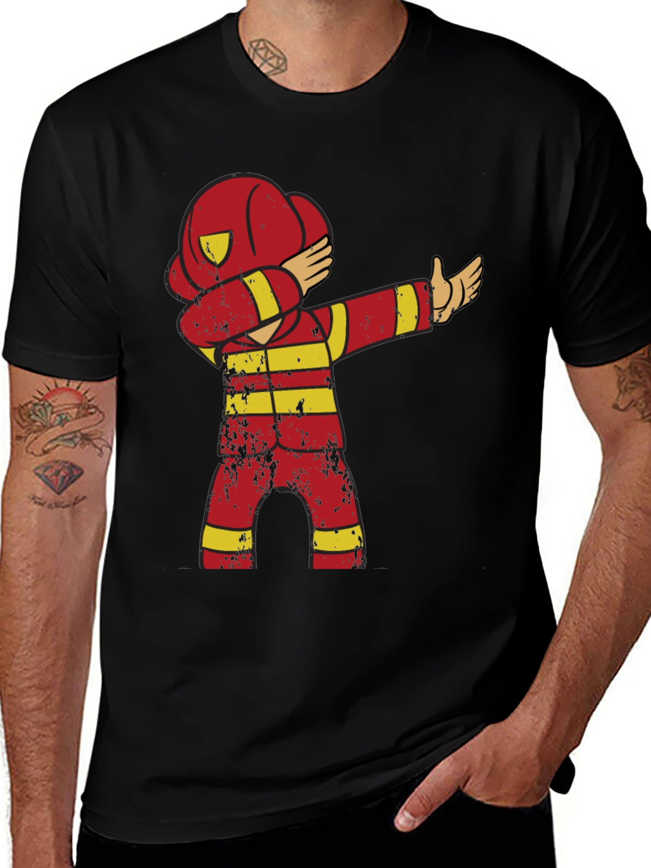 Variant 17 of Fireman Dabbing T-Shirt - Novelty Firefighter Tee