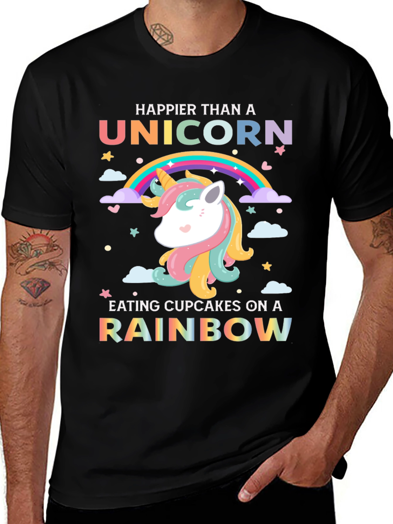 Variant 23 of Happier Than A Unicorn Rainbow Graphic Tee