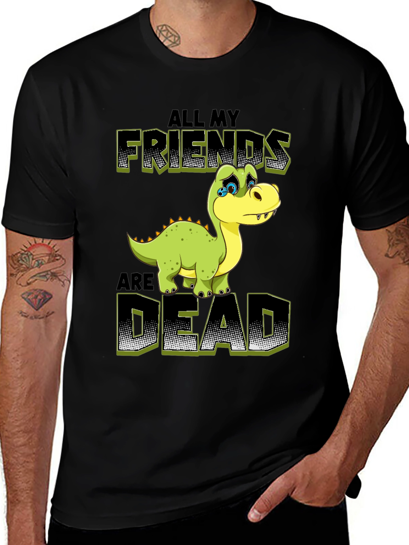 Variant 20 of Sad Dinosaur Graphic Tee - All My Friends Are Dead T-Shirt