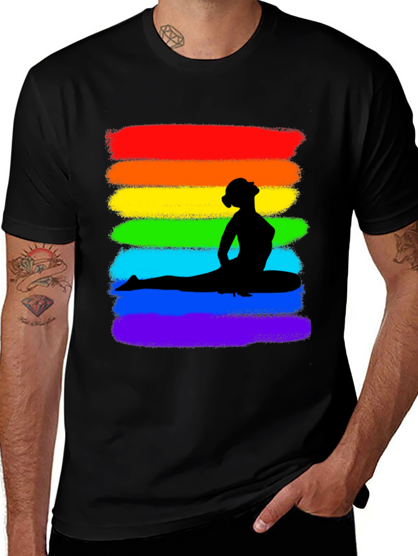 Variant 26 of Rainbow Yoga Silhouette Graphic T-Shirt