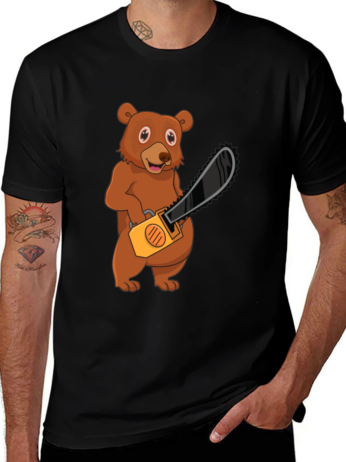 Variant 25 of Bear with Chainsaw Graphic T-Shirt