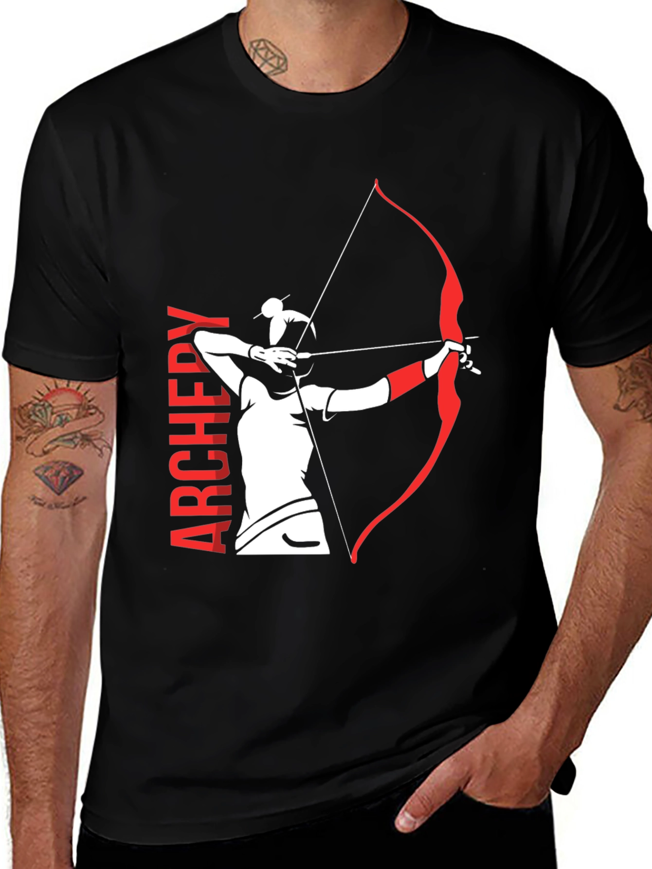 Variant 17 of Archery Bow T-Shirt - Black Cotton Tee