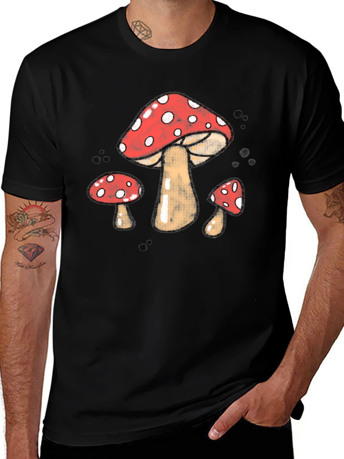 Variant 2 of Mushroom Graphic T-Shirt - Red & White Fungi Print