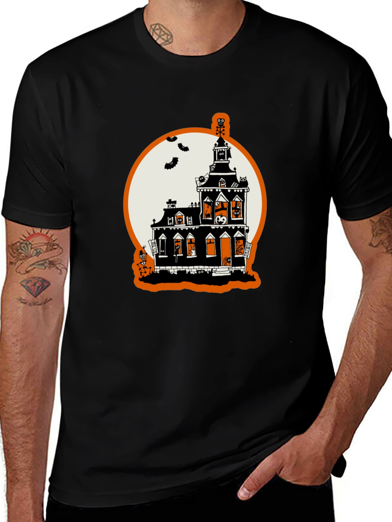 Halloween Spooky Haunted House Graphic T-Shirt