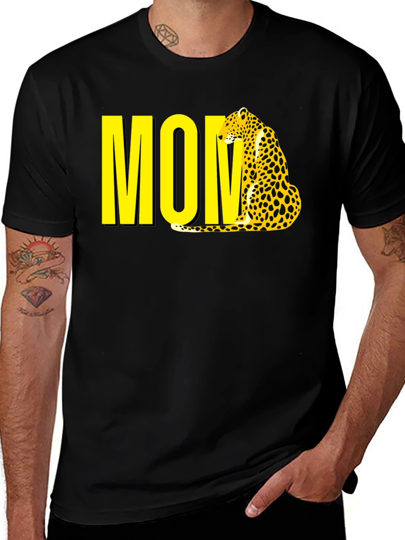 Variant 4 of Mom Leopard Graphic Tee - Stylish Black T-Shirt