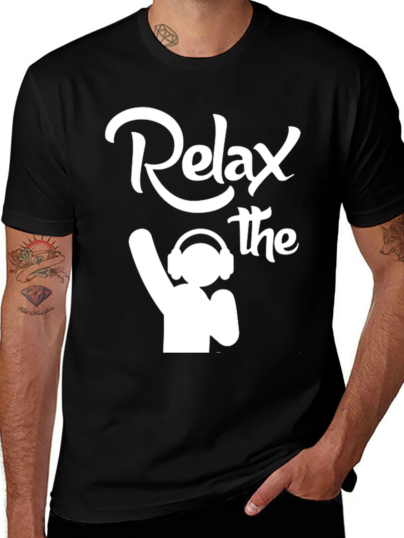Variant 24 of Relax the DJ Graphic Black T-Shirt