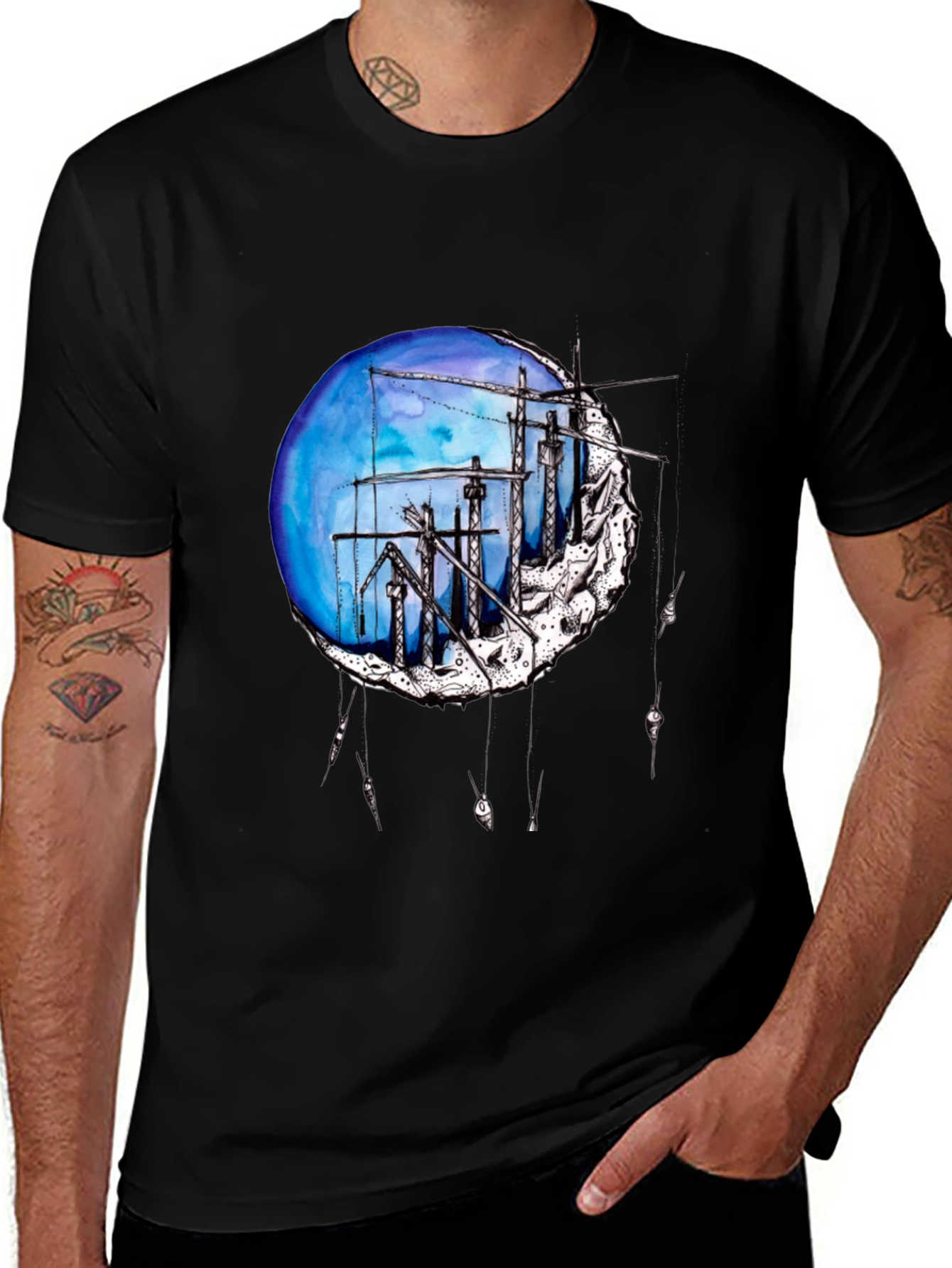 Variant 27 of Artistic Construction Crew Moon Graphic Tee