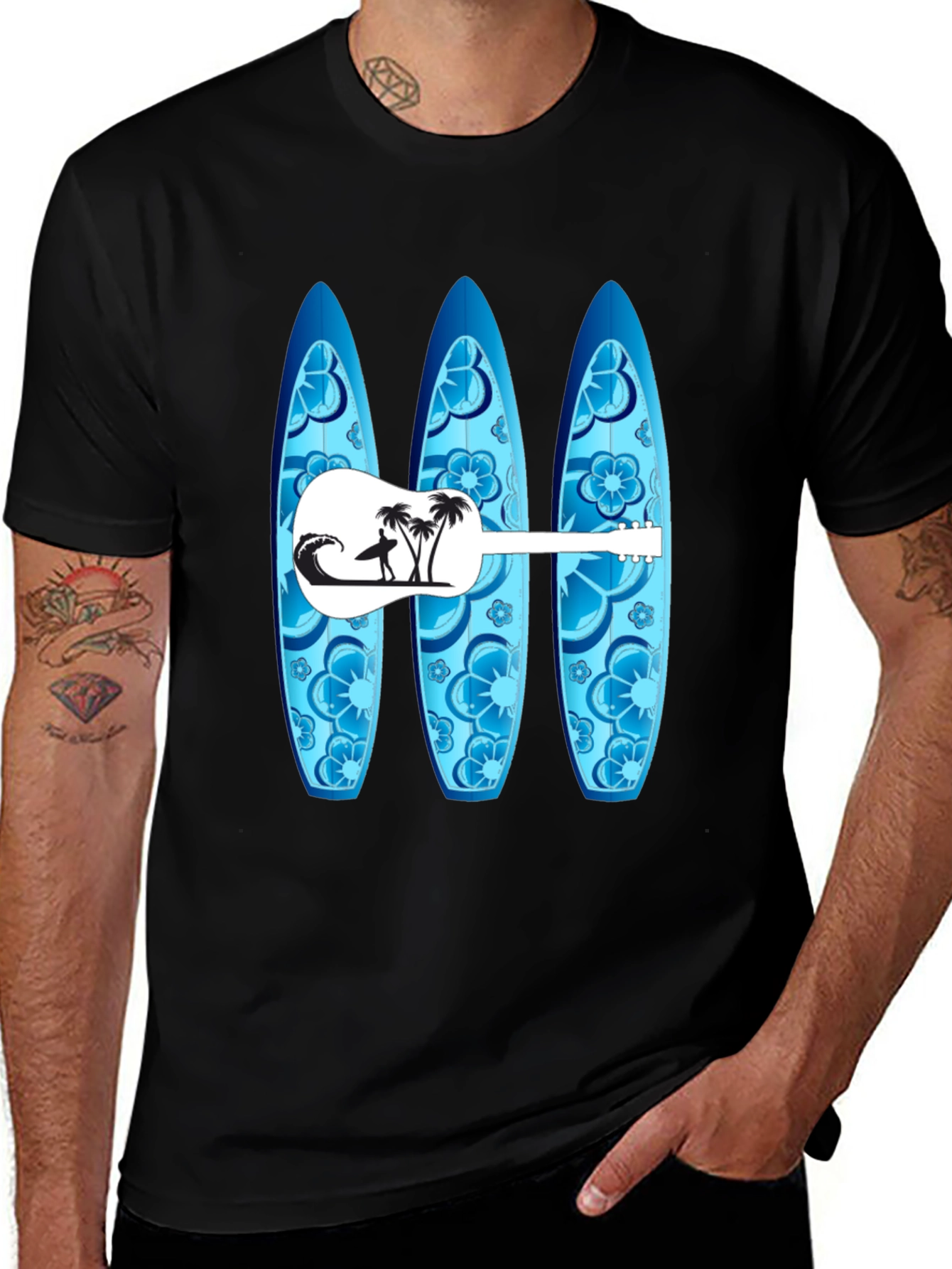 Surfboards & Ukulele Graphic T-Shirt - Beach Vibes
