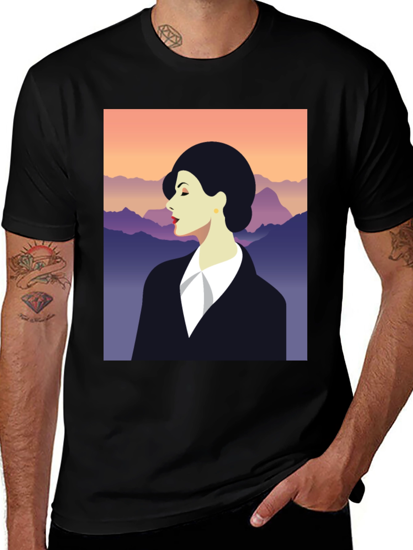 Variant 4 of Elegant Woman Graphic Tee - Retro Chic Style