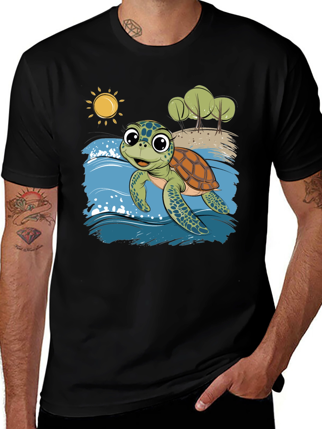 Variant 2 of Sea Turtle Graphic T-Shirt - Fun Beach Design