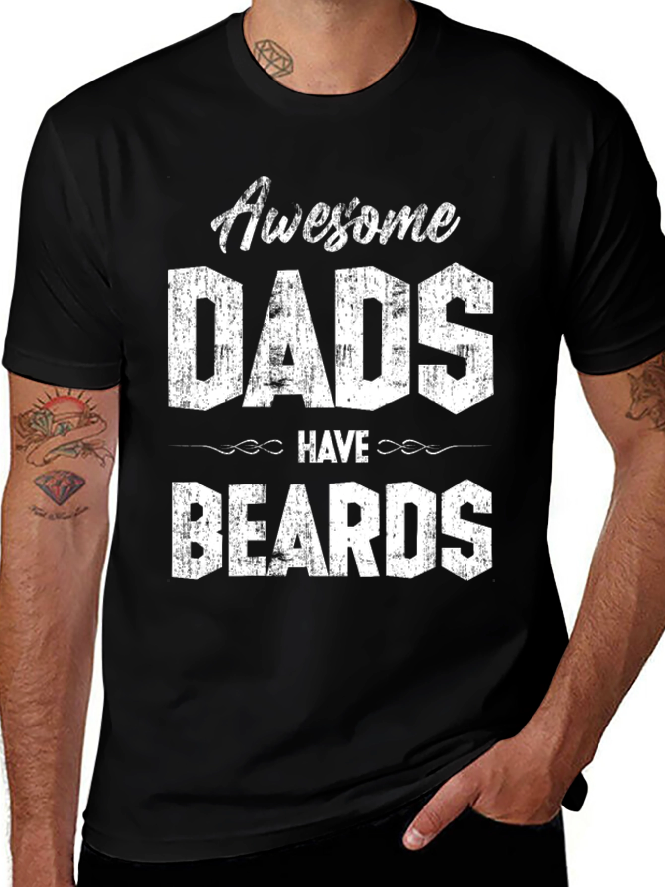 Variant 29 of Awesome Dads Have Beards Graphic Tee - Black